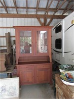 Solid Cherry Hutch with Lighted Upper Cabinet