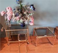 4-Piece Brass & Glass Top Living Room Set