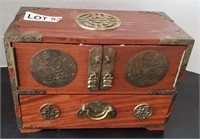 Wooden Brass Trimmed Oriental Jewelry Box