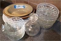 Pottery Bowls, Plates, Pyrex Ice Cream Dishes, etc