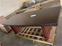 New dark cherry conference table 8’ x 43” 2 peds