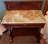 Marble Top Empire Style Table w/ Dovetailed Drawer
