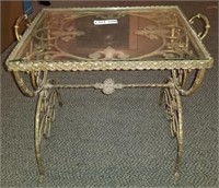 Glass Top Wrought Iron Side Table
