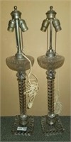 Pair of Tall Glass Table Lamps