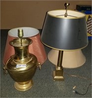 (2) Brass Table Lamps w/ (3) Shades