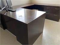 Executive brown used U shaped desk brown laminate