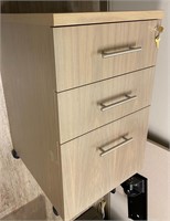 Mobile Wood file cabinet laminate with wheel off