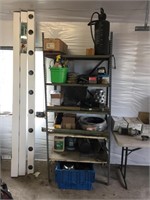 SHELVING UNIT AND CONTENTS