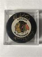 Ed Belfour / Tony Esposito Autographed Hockey Puck