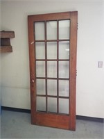 Vintage hard wood door with all the glass still in