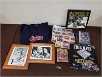 Antique cars cards, baseball shirt, signed pics...