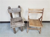 Two Wooden Chairs, one folds up