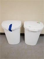 Two touch top trash cans