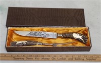 Stag Carved Handle Carving Knife Set