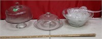 Glass Cake Stand Dish & Punch Bowl