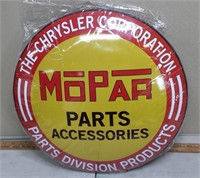 Chrysler Mopar Parts Metal Button Sign