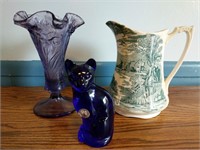 Meakin Pitcher and Fenton Glass Lot