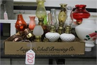 BOX OF ASSORTED OIL LAMPS
