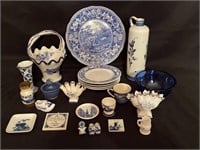 Blue & White Porcelain Dishes & Kitchenware