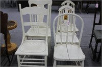 5 PAINTED WHITE CHAIRS