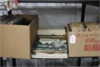 OLD RECORD PLAYER, 3 BOXES RECORDS