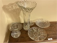 Crystal Vase and Serving Platters