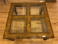 Walnut 4 Panel Glass Center Table