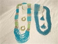 2 Seed Bead Necklaces and Earrings
