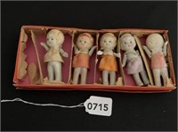 Vintage 5 china dolls marked Japan.