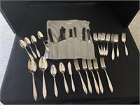 Monogramed Silver Plate & Set of Knives.