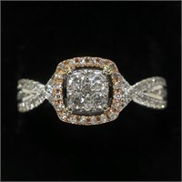 10K White and rose gold LeVian style pave diamond