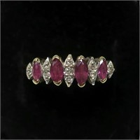 14K Yellow gold marquise cut pink topaz four-stone