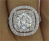 2.75 Ct Double Halo Round Diamond Engagement Ring