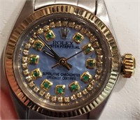 Estate $7000 Rolex Oyster Emerald & Diamond Dial