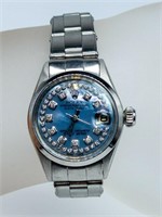 ESTATE $7000 Rolex Date Just Blue MOP Diamond Dial