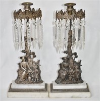 2 pcs Figural Candle Holders Crystal Prisms