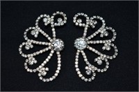 LArge Vintage Rhinestone Earrings - Posts