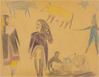JESSIE OONARK, Inuit, Untitled (People and Animals