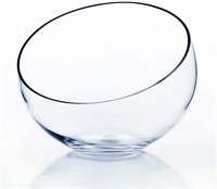WGV Slant Cut Bowl Glass Vase, W 9", H 8.25"