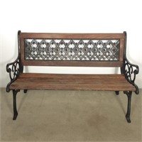 Cast Metal and Wood Park Bench