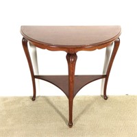 Cherry Demilune Accent Table with Queen Anne Legs