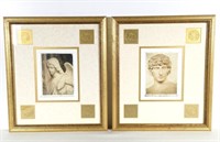 (2) Gold Framed Prints, Classic Statues