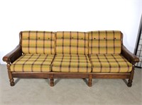 Vintage Ranch Style Sofa with Plaid Cushions