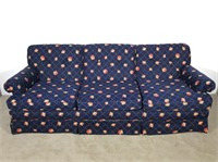 Full Size Deep Navy Blue and  Floral Sofa