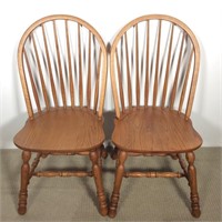 Pair of Oak Hoop Back Windsor Style Chairs