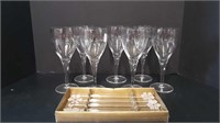SNOWFLAKE SWIZZLE STICKS + 7 CRYSTAL WINE GLASSES