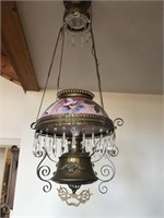 Early Converted Oil Lamp with Painted Shade