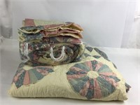2 Large Vintage Handmade Quilts & Pillow Cover