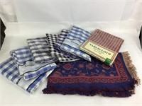 7 Blue & White Checkerboard Tablecloths & Rug