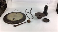 2 Asian Style Incense Burners & Gong